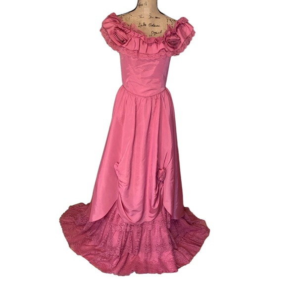 70’s Vintage Pink Women’s Prom Dress Size 9/10 - Picture 1 of 15
